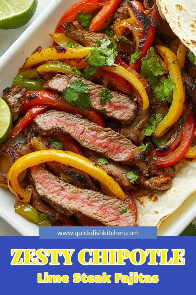 Discover the flavorful world of Chipotle Lime Steak Fajitas with this easy flank steak fajitas recipe. Perfect for a quick dinner, these marinated steak fajitas are loaded with vibrant vegetables, including bell peppers and onions. Enjoy this delicious dish wrapped in warm tortillas, seasoned to perfection. Try these easy fajitas with vegetables tonight and impress your family or friends. Save and click to get the full recipe now! #FajitaRecipe #SteakFajitas #QuickDinner #CookingAtHome