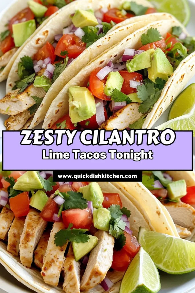 Get ready to spice up your dinner with these Cilantro Lime Chicken Tacos! Juicy marinated chicken, fresh veggies, and zesty lime will create a flavor explosion in every bite. Perfect for a quick weeknight meal or casual gatherings, these tacos are easy to make and incredibly delicious. Click through for the full recipe and impress your family and friends. #CilantroLimeChicken #TacoTuesday #HealthyRecipes #EasyDinnerIdeas