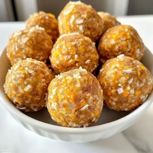 - 1 cup rolled oats - 1 cup grated carrots (about 2 medium carrots) - 1/2 cup almond flour - 1/2 cup pitted dates, packed - 1/4 cup shredded coconut, unsweetened - 2 teaspoons ground cinnamon - 1/2 teaspoon nutmeg - 1/4 teaspoon ginger powder - 1/4 teaspoon vanilla extract - 1/4 cup walnuts, chopped (optional) - A pinch of salt - 2 tablespoons maple syrup (optional for extra sweetness) To make carrot cake energy balls, gather these simple ingredients. You need rolled oats for a hearty base. Grated carrots add moisture and flavor. Almond flour gives a nice texture and nutty taste. Pitted dates provide sweetness and bind the mix. Shredded coconut adds a tropical touch. Spices like cinnamon, nutmeg, and ginger give warmth and depth. Vanilla extract enhances the overall flavor. Optional walnuts bring crunch and healthy fats. A pinch of salt balances the sweetness. If you want a sweeter treat, add maple syrup. Each ingredient plays a key role in flavor and texture. Feel free to adjust the nuts or sweetener based on your taste. This will help you create a snack that’s just right for you! {{ingredient_image_1}} To start, gather your ingredients. In a food processor, combine the following dry ingredients: - 1 cup rolled oats - 1/2 cup almond flour - 1/4 cup shredded coconut (unsweetened) - 2 teaspoons ground cinnamon - 1/2 teaspoon nutmeg - 1/4 teaspoon ginger powder - A pinch of salt Next, add the grated carrots and pitted dates. You will need about 1 cup of grated carrots, which is about 2 medium carrots, and 1/2 cup of packed pitted dates. Now, pulse the mixture until it becomes sticky. This step helps all the flavors mix well. If the mix seems too dry, add a tablespoon of water or a bit more maple syrup. Once you have a sticky mixture, it's time to shape the energy balls. If you want a crunchier texture, stir in the optional walnuts (1/4 cup, chopped). Then, use your hands to roll the mixture into small balls, about 1 inch in diameter. You can also roll them in extra shredded coconut or chopped nuts for added texture if you like. After forming the balls, place them on a parchment-lined tray. This helps keep them from sticking. Now, refrigerate the tray for at least 30 minutes. This step firms up the energy balls, making them easier to enjoy. After chilling, they will be ready for snacking! You can make these energy balls your own. If you want them sweeter, add maple syrup. Just a couple of tablespoons can boost the flavor. You can also play with the nuts or seeds. Try pecans, almonds, or even sunflower seeds. Each nut adds its own taste and crunch. Want to amp up the flavor? Add extra spices! A pinch of cloves or allspice can bring warmth. You can also roll your energy balls in extras. Shredded coconut or crushed nuts make a fun finish. It adds texture and makes them look great! Pro Tips Use Fresh Carrots: Freshly grated carrots will provide the best flavor and moisture to your energy balls. Adjust Sweetness: Feel free to modify the amount of maple syrup based on your sweetness preference or use alternative sweeteners. Experiment with Add-ins: Try adding different nuts, seeds, or dried fruits for unique flavor combinations and textures. Storage Tips: Store the energy balls in an airtight container in the fridge for up to a week or freeze for longer shelf life. {{image_2}} You can easily change the flavor of your carrot cake energy balls. Here are two fun ideas: - Tropical Carrot Cake Energy Balls: Add 1/2 cup of crushed pineapple. This gives a sweet, fruity taste. You can reduce the dates a bit to balance the sweetness. - Chocolate Carrot Cake Energy Balls: Mix in 1/4 cup of cocoa powder. This will turn your energy balls into a rich chocolate treat. It pairs well with the spices in the original recipe. You can make these energy balls fit your diet easily. Here are some options: - Gluten-free options: Use certified gluten-free oats. This keeps the recipe safe for those who avoid gluten. - Nut-free substitutes: Swap almond flour with sunflower seed butter. This adds creaminess without nuts. It’s great for those with nut allergies. Feel free to mix and match these ideas! You can create your own favorite flavor. You should store your carrot cake energy balls in an airtight container. This helps keep them fresh and tasty. I recommend using glass containers or high-quality plastic ones. If you want to keep them cool, put the container in the fridge. You can also freeze them for longer storage. Just make sure they are in a sealed bag or container. In the fridge, these energy balls can last about one week. They stay good if kept sealed. If you freeze them, they can last up to three months. To enjoy them later, just take out what you need. Let them thaw at room temperature for a few minutes before eating. This way, they regain their perfect texture and flavor. Yes, you can make these energy balls in advance. I often prepare a batch on the weekend. This way, I have a healthy snack ready for the week. Store them in an airtight container in the fridge for up to a week. If you want them to last longer, freeze them. They stay fresh for about three months in the freezer. Just thaw them overnight in the fridge before eating. To make these energy balls vegan, simply swap honey or maple syrup with agave syrup. You can also skip the maple syrup if you prefer less sweetness. The dates already add natural sweetness to the mix. If you use another sweetener, adjust the amount to your taste. This way, you keep the energy balls plant-based and delicious. Carrot cake energy balls offer many health benefits. They are rich in fiber from rolled oats and dates. Fiber helps with digestion and keeps you full longer. Carrots bring vitamins A and C, which support eye health and boost your immune system. Almond flour adds healthy fats and protein, while coconut provides healthy energy. With walnuts, you get omega-3 fatty acids. These energy balls are a tasty way to snack healthy! In this post, we explored how to make tasty carrot cake energy balls. We listed essential ingredients like oats, carrots, and dates. I shared easy steps for mixing, shaping, and chilling the balls. You can customize flavors and textures to suit your taste. Remember to store them well for lasting freshness. Enjoy these healthy bites anytime! They are fun to make and great for quick energy. Try these energy balls today for a delicious snack!