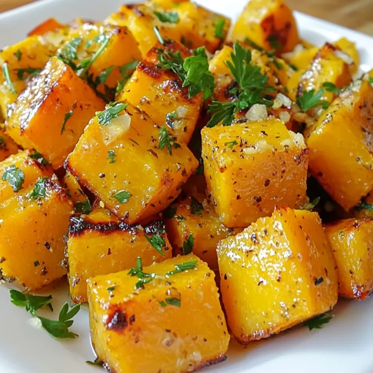 - 3 medium sweet potatoes, peeled and cut into 1-inch cubes - 4 cloves of garlic, minced - 3 tablespoons olive oil Sweet potatoes are the star of this dish. They bring a natural sweetness and a creamy texture. Garlic adds a punch of flavor. It gives a nice depth to each bite. Olive oil helps everything roast beautifully, making the sweet potatoes crisp on the outside. - 1 teaspoon dried rosemary - 1 teaspoon dried thyme - 1 teaspoon smoked paprika Dried rosemary adds an earthy note. It pairs well with the sweet potatoes. Dried thyme gives a hint of freshness. Smoked paprika adds a subtle smokiness. These spices work together, creating a lovely flavor blend. - Fresh parsley - Salt and pepper Fresh parsley adds a pop of color and brightness. It makes the dish look appealing. Salt and pepper enhance all the flavors. They help to balance the sweetness of the sweet potatoes. {{ingredient_image_1}} - First, preheat your oven to 425°F (220°C). This step is key for a great roast. - Next, peel and cube the sweet potatoes into 1-inch pieces. This size helps them cook evenly. - In a large bowl, combine the cubed sweet potatoes, minced garlic, and olive oil. - Sprinkle in the dried rosemary, dried thyme, smoked paprika, salt, and pepper. - Toss everything well, so each piece is coated in oil and spices. This step adds rich flavor. - Spread the sweet potato mix on a large baking sheet. Make sure they are in a single layer. This helps them roast nicely. - Place the baking sheet in the oven. Roast for about 25 to 30 minutes. - Flip the sweet potatoes halfway through. This ensures even browning and crispness. To get the best sweet potatoes, spread them in a single layer on the baking sheet. This helps them roast evenly. If the sweet potatoes are crowded, they will steam instead of roast. Flip the sweet potatoes halfway through cooking for even browning. This step is key to getting that nice golden color and soft texture. Want to kick up the flavor? Add chili flakes for heat. This small touch changes the taste and adds a nice kick. I also suggest using fresh herbs instead of dried. Fresh rosemary and thyme give a bright, bold flavor that dried herbs can’t match. Just chop them finely and mix them in. If you don’t have olive oil, try other oils like avocado or sunflower oil. Each oil adds its own flavor. You can also use other root vegetables. Carrots or parsnips work well in this recipe. Just cut them into similar-sized pieces for even cooking. Pro Tips Cut Uniformly: Ensure that all sweet potato cubes are cut into 1-inch pieces for even cooking. This helps them roast uniformly, achieving the perfect texture and flavor. Use Fresh Herbs: While dried herbs are convenient, using fresh rosemary and thyme can elevate the flavor profile of your roasted sweet potatoes. Don’t Overcrowd the Pan: Spread the sweet potatoes in a single layer on the baking sheet. Overcrowding can cause them to steam instead of roast, resulting in a less crispy texture. Experiment with Spices: Feel free to mix up the spices. Adding a pinch of cayenne pepper or a sprinkle of cinnamon can add a unique twist to your dish. {{image_2}} You can add maple syrup to your sweet potatoes. This gives them a nice sweetness. It balances the garlic and herbs well. Consider mixing in spices like cayenne for heat or cinnamon for warmth. Each adds a unique twist to the dish. You can easily make this dish vegan and gluten-free. Ensure the olive oil is pure and the spices are fresh. All the ingredients in this recipe are naturally vegan and gluten-free. This makes it a great choice for everyone. Garlic herb roasted sweet potatoes pair well with many proteins. Try them with grilled chicken or fish. They also work great next to a hearty salad. You can even use them as a topping for a fresh green salad. This adds flavor and makes your meal more filling. To keep your garlic herb roasted sweet potatoes fresh, place them in a container. Use a tight-sealing container to prevent air from getting in. They will last up to five days in the fridge. Make sure they cool down before you store them. This helps keep the texture right. You can reheat your sweet potatoes in two ways: the oven or the microwave. For the oven, preheat to 350°F (175°C). Spread the sweet potatoes on a baking sheet. Heat for about 10-15 minutes. This method helps them stay crispy. For the microwave, place them on a microwave-safe plate. Heat in short bursts of 30 seconds until warm. This method is faster but may soften them a bit. If you want to save some for later, you can freeze roasted sweet potatoes. First, let them cool completely. Then, spread them on a baking sheet in a single layer. Freeze for about 1-2 hours until firm. After that, transfer them to a freezer bag or container. Remove as much air as possible. They can last up to three months in the freezer. When you're ready to eat, thaw them in the fridge overnight before reheating. Garlic herb roasted sweet potatoes can last 3 to 5 days in the fridge. Store them in an airtight container. Make sure they cool down first. This keeps them fresh and tasty. You can reheat them easily when you're ready to eat. Yes, you can use other types of potatoes. Yukon gold or red potatoes work well. They have a nice texture and flavor. Just cut them into 1-inch cubes like sweet potatoes. Adjust cooking time if needed, as different potatoes may cook at different rates. Garlic herb roasted sweet potatoes pair well with many dishes. They go great with grilled chicken or fish. You can also serve them with a green salad or as a side for steak. They add color and flavor to any meal. Feel free to get creative and mix them into grain bowls or tacos! Garlic herb roasted sweet potatoes are easy and tasty. You learned about key ingredients like sweet potatoes, garlic, and olive oil. The right seasonings make a big difference. I shared simple steps to prepare, roast, and store them well. Remember, you can add your touch with spices or sweeteners. Enjoy serving them with your favorite dishes. Use these tips to make your cooking fun and flavorful. Happy roasting!