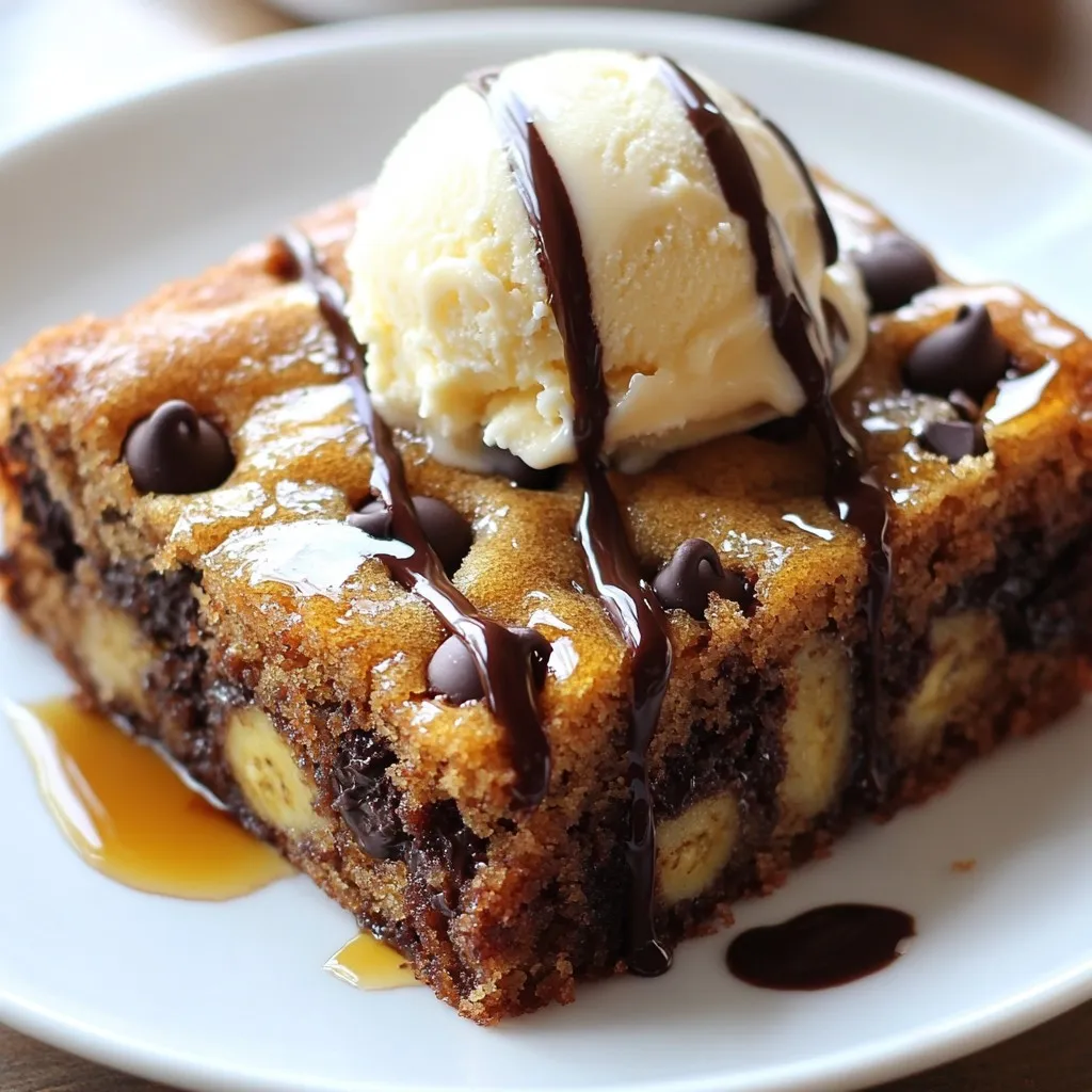 To make a yummy Chocolate Chip Banana Snack Cake, you need simple ingredients that blend perfectly. Here’s what you will need: - 2 ripe bananas, mashed - 1/3 cup unsalted butter, melted - 1 cup granulated sugar - 1 large egg - 1 teaspoon vanilla extract - 1 teaspoon baking soda - 1/4 teaspoon salt - 1 cup all-purpose flour - 1/2 cup semi-sweet chocolate chips - 1/4 cup walnuts or pecans, chopped (optional) Ripe bananas give the cake a sweet taste and moist texture. The unsalted butter makes it rich, while the sugar adds sweetness. You will need one large egg to bind everything together. Vanilla extract brings a lovely aroma. Baking soda helps the cake rise, while salt balances the sweet flavors. All-purpose flour forms the base of the cake. Semi-sweet chocolate chips add that classic chocolatey goodness. If you like, you can add nuts for a nice crunch. This mix of ingredients leads you to a delightful treat. {{ingredient_image_1}} - Preheat your oven to 350°F (175°C). Grease an 8-inch square baking pan or line it with parchment paper. - In a mixing bowl, add 1/3 cup of melted unsalted butter and 2 ripe bananas that you mashed. Stir until they mix well. - Next, mix in 1 cup of granulated sugar, 1 large egg, and 1 teaspoon of vanilla extract. Stir until the mixture is smooth. - In another bowl, whisk together 1 cup of all-purpose flour, 1 teaspoon of baking soda, and 1/4 teaspoon of salt. - Slowly add this dry mix to your wet mixture. Stir gently. Be careful not to overmix; you want it just combined. - Now, fold in 1/2 cup of semi-sweet chocolate chips. If you like, add 1/4 cup of chopped walnuts or pecans. - Pour the batter into your prepared baking pan. Use a spatula to spread it evenly. To achieve a moist texture, use very ripe bananas. They add natural sweetness and moisture. Mash them well to blend evenly in the batter. Also, melted butter helps keep the cake soft and rich. Avoiding overmixing is key. When you mix the dry and wet ingredients, stir gently. Stop as soon as you see no dry flour. Overmixing can make the cake tough. For ideal pairings, serve the cake warm. A scoop of vanilla ice cream on top adds creaminess. Drizzle chocolate syrup over the ice cream for a sweet touch. For presentation, slice the cake into squares. Arrange the squares on a plate. Add a few nuts or chocolate chips on top for a nice look. This makes your dessert not just tasty but also pretty! Pro Tips Use Ripe Bananas: The riper the bananas, the sweeter and more flavorful your cake will be. Look for bananas with brown spots for the best results. Don’t Overmix the Batter: To ensure a light and fluffy cake, mix the dry ingredients into the wet ingredients just until combined. Overmixing can lead to a dense texture. Check for Doneness: Oven temperatures can vary, so start checking for doneness a few minutes before the minimum baking time to avoid overbaking. Serving Suggestions: For an extra indulgent treat, serve slices warm with vanilla ice cream or whipped cream and a drizzle of chocolate syrup. {{image_2}} You can make your cake even better by adding spices. Try mixing in a teaspoon of cinnamon or nutmeg for a warm taste. Both spices pair well with bananas and chocolate. You can also switch up the chocolate. Use milk chocolate for a sweeter flavor or dark chocolate for a bolder taste. Each type of chocolate offers a new twist, making your cake unique. If you want a dairy-free cake, swap the butter for coconut oil or a dairy-free butter. This keeps the cake moist and tasty. For a gluten-free option, use almond flour or a gluten-free baking mix instead of all-purpose flour. These swaps let everyone enjoy this treat, no matter their diet. To keep your chocolate chip banana snack cake fresh, store it in an airtight container. This will protect it from air and moisture. Place the cake at room temperature for up to three days. If you want to keep it longer, consider freezing it. Here’s how: - Wrap individual slices in plastic wrap. - Place the wrapped slices in a freezer bag or container. - Label the container with the date. You can freeze the cake for up to three months. When you're ready to enjoy it, just thaw it overnight in the fridge. To reheat your chocolate chip banana snack cake, follow these easy steps: - Preheat your oven to 350°F (175°C). - Place the slice on a baking sheet. - Heat for about 10 minutes, or until warm. You can also use a microwave: - Heat a slice for about 15-20 seconds. - Check to see if it's warm enough. For serving, enjoy it warm with a scoop of vanilla ice cream on top. Drizzle with chocolate syrup for a treat that feels special. Can I use frozen bananas? Yes, you can use frozen bananas. Just thaw them first and mash them well. They add great moisture and sweetness to the cake. How do I know when the cake is done? The cake is done when a toothpick inserted in the center comes out clean. It should also spring back slightly when you touch the top. Can I substitute the egg in the recipe? Yes, you can substitute the egg. Use 1/4 cup of applesauce or a flax egg made with 1 tablespoon of ground flaxseed and 2.5 tablespoons of water. Why did my cake sink in the middle? A cake can sink if it has too much liquid or if it's underbaked. Make sure to follow the recipe closely and check for doneness. What to do if the cake is too dry? If the cake is dry, it may have been overbaked. Try adding a bit more banana next time or reduce the baking time for a moister cake. This blog post covered how to make a tasty chocolate chip banana snack cake. We looked at the ingredients, preparation steps, and even tips to make it perfect. You learned about dough tips, tasty variations, and storage methods too. Baking can be fun and rewarding. Enjoy every bite of your cake, and don’t be afraid to try new twists!