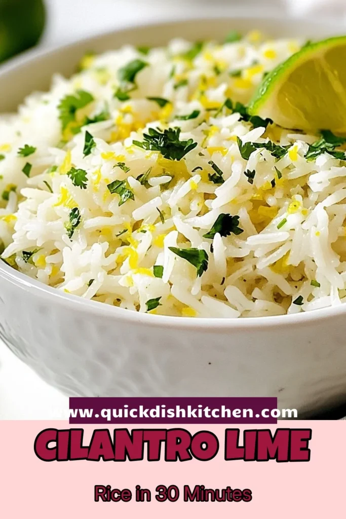 Looking for a vibrant side dish? Try this Zesty Cilantro Lime Rice recipe! It's a quick rice dish that's perfect for weeknight dinners and complements any meal. This vegan rice recipe features fresh lime juice and cilantro for a refreshing taste. Ideal for those seeking easy and delicious lime rice with cilantro, it’s ready in just 30 minutes. Save this recipe for your next dinner! #CilantroLimeRice #VeganRiceRecipes #QuickRiceDishes #ZestyRiceSideDish