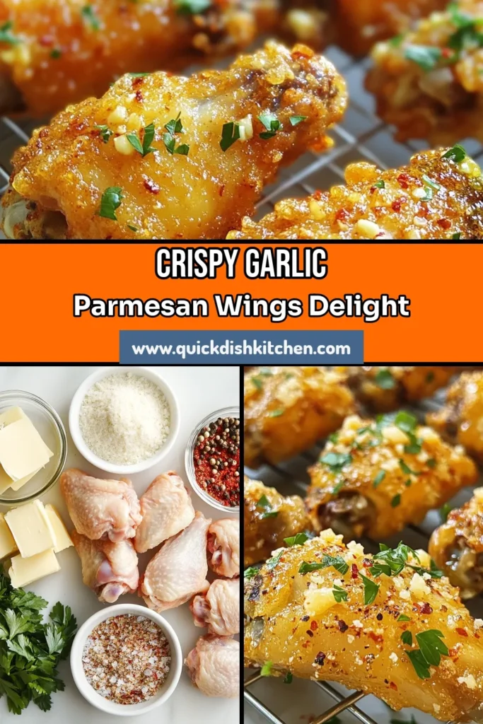 Discover the ultimate Garlic Parmesan chicken wings recipe that will elevate your game day or family dinner! These crispy baked chicken wings are coated in a mouthwatering garlic butter and topped with Parmesan, creating a flavor explosion in every bite. Perfectly easy to make, this easy chicken wing recipe is a must-try! Serve your delicious chicken wings with garlic butter today and impress your guests. Save this recipe now! #GarlicParmesanChickenWings #CrispyBakedChickenWings #EasyChickenWingRecipe #ParmesanChickenWingsRecipe