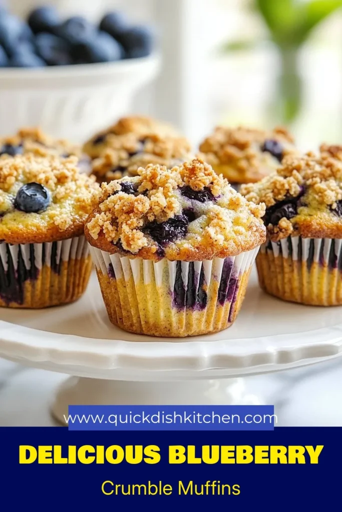 Indulge in these delicious Blueberry Crumble Muffins, the ultimate easy muffin recipe for breakfast or a snack. Perfectly sweetened and topped with a buttery crumble, these healthy blueberry muffins will remind you of bakery-style treats. Bake homemade crumble muffins in just 35 minutes with this simple recipe that guarantees moist, flavorful bites. Save this recipe and impress your friends! #BlueberryCrumbleMuffins #EasyMuffinRecipe #HealthyBlueberryMuffins #HomemadeCrumbleMuffins