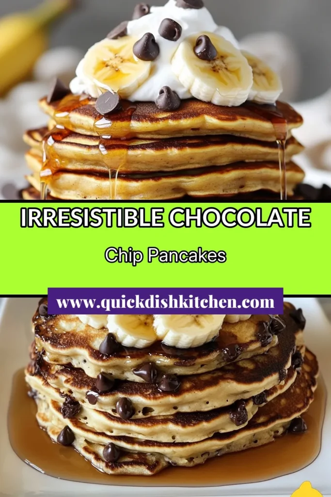 Indulge in these delicious Chocolate Chip Banana Pancakes, the perfect twist on a classic breakfast. This easy banana pancake recipe combines ripe bananas and creamy chocolate chips for fluffy pancakes everyone will love. Whip up these homemade chocolate pancakes in just 20 minutes for a delightful start to your day. Don’t miss out – save this recipe for your next brunch! #ChocolateChipBananaPancakes #EasyBananaPancakeRecipe #FluffyBananaPancakes #BreakfastPancakesWithChocolateChips