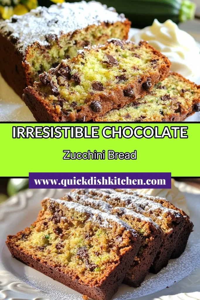 Indulge in the goodness of Chocolate Chip Zucchini Bread with this easy Zucchini Bread Recipe. Perfectly moist and delicious, it combines the richness of chocolate with healthy baking recipes, making it a guilt-free treat. Try this flavorful Chocolate Chip Recipe packed with veggies and enjoy every slice! Save this recipe for a delightful snack that your family will love. #ChocolateChipZucchiniBread #HealthyBaking #ZucchiniBread #ChocolateChipRecipes