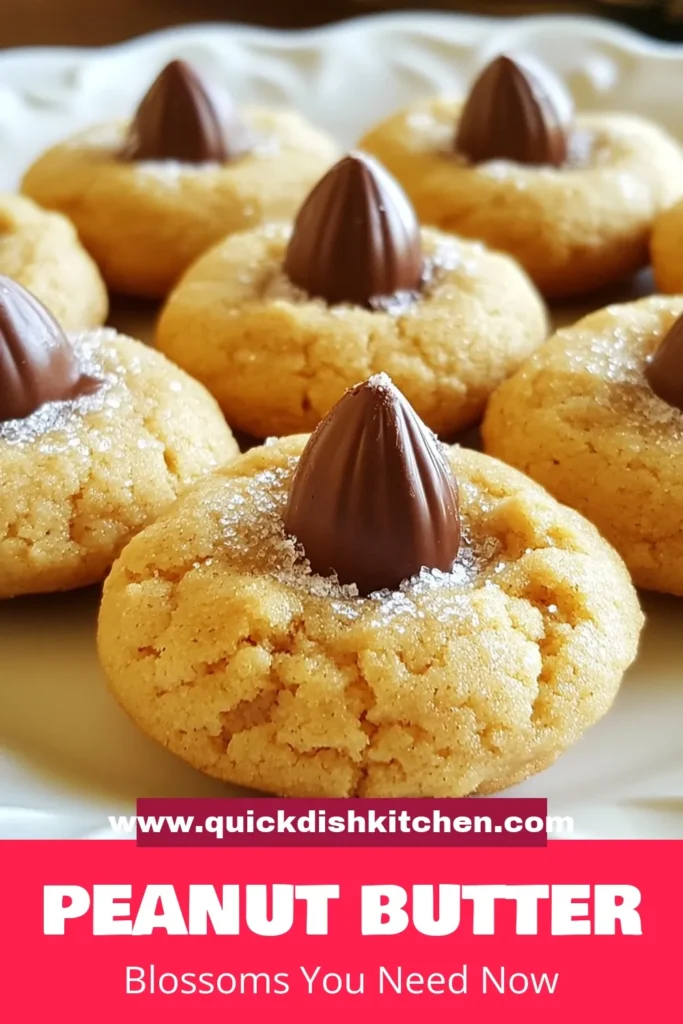 Indulge in the delight of Peanut Butter Blossom Cookies, a classic favorite! This Peanut Butter Cookies Recipe features a perfect blend of creamy peanut butter and chocolate kisses for a treat that’s ideal for holiday baking. With easy cookie recipes like this, impress your friends and family effortlessly. Try these delicious Chocolate Kiss Cookies today! Save this recipe for your next baking adventure! #PeanutButterBlossomCookies #HolidayBaking #EasyCookieRecipes #ChocolateKissCookies