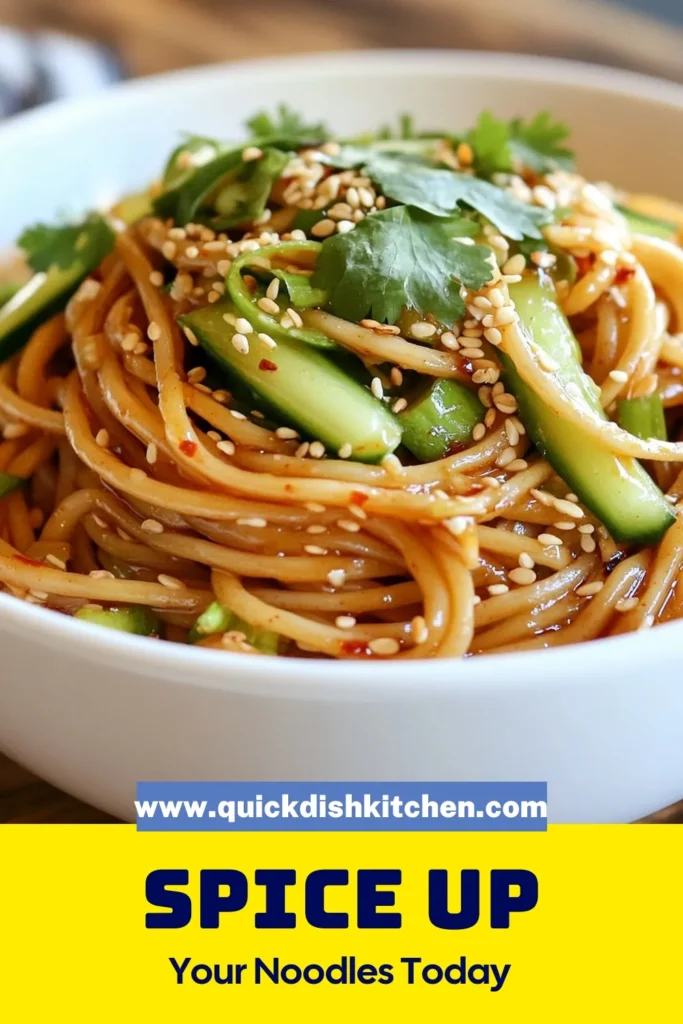 Discover the perfect summer dish with these Spicy Sesame Cold Noodles! This whole wheat noodle recipe combines the flavors of sesame oil, soy sauce, and chili paste for an easy cold noodle salad that's not just delicious but also nutritious. Ideal for a simple weeknight dinner or meal prep. Enjoy this chilled sesame noodle recipe and impress your family with a delightful Asian noodle dish. Try it today and save for later! #SpicySesameColdNoodles #EasyColdNoodleSalad #WholeWheatNoodleRecipe #AsianNoodleDish