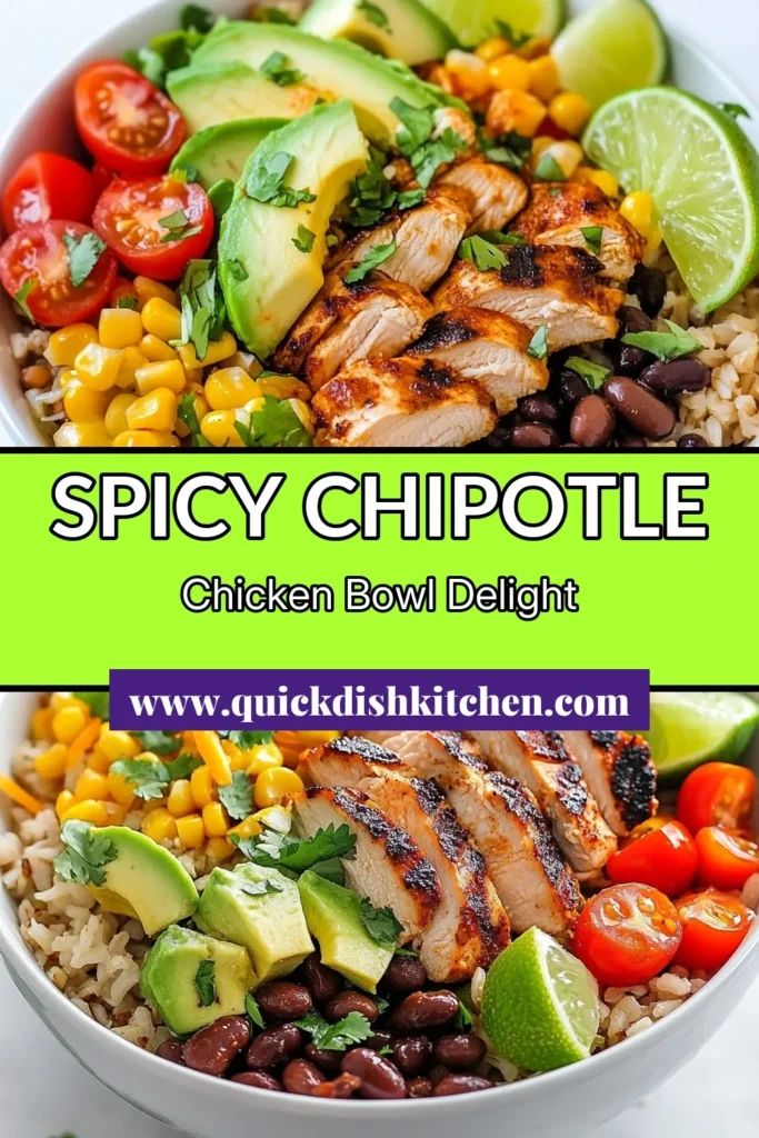 Discover the deliciousness of a Chipotle chicken burrito bowl with this easy grilled chicken burrito bowl recipe. Packed with goodness, this healthy burrito bowl recipe features marinated chicken, brown rice, black beans, and fresh toppings. Perfect for meal prep or a quick dinner, your taste buds will love it! Try this chipotle sauce marinade recipe to elevate your dish. Save this recipe for later! #ChipotleChicken #BurritoBowl #HealthyRecipes #EasyDinner
