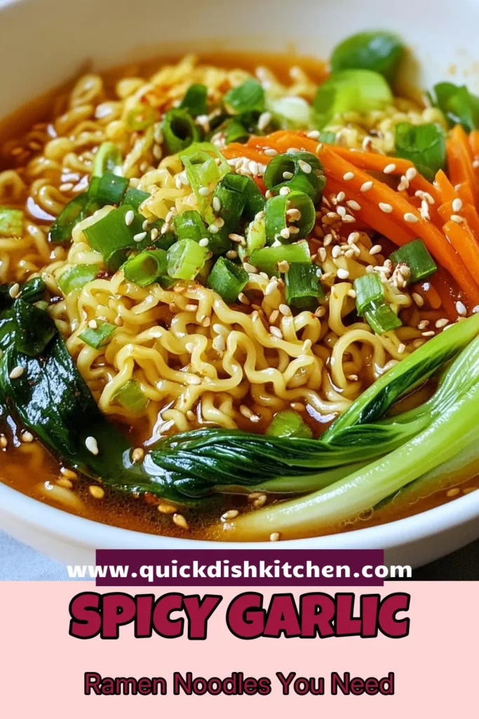 Savor the flavor with this spicy garlic ramen that’s both easy and delicious! This easy ramen recipe features fresh ramen noodles, a flavorful homemade ramen broth, miso ramen noodles, and colorful mixed veggies. Perfect for a cozy night in, you’ll love how quick it is to make a comforting bowl of vegetable ramen noodles. Craving a new dish? Try this recipe and elevate your weeknight meals! Save and share this now for later inspiration! #SpicyGarlicRamen #EasyRamenRecipe #MisoRamenNoodles #VegetableRamenNoodles