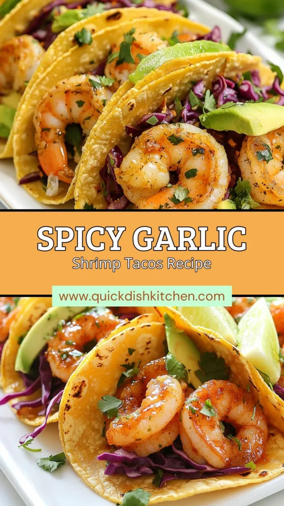 Get ready for taco night with these spicy garlic shrimp tacos! This easy shrimp taco recipe is bursting with flavor, featuring marinated shrimp cooked to perfection. Loaded with fresh avocado and crunchy cabbage, these seafood tacos with avocado are a must-try for any taco lover. Perfect for quick dinners and gatherings, these tacos will impress your guests. Save this spicy garlic shrimp taco recipe for your next taco night! #ShrimpTacoRecipe #EasyShrimpTacos #TacoNightRecipes #SeafoodTacosWithAvocado