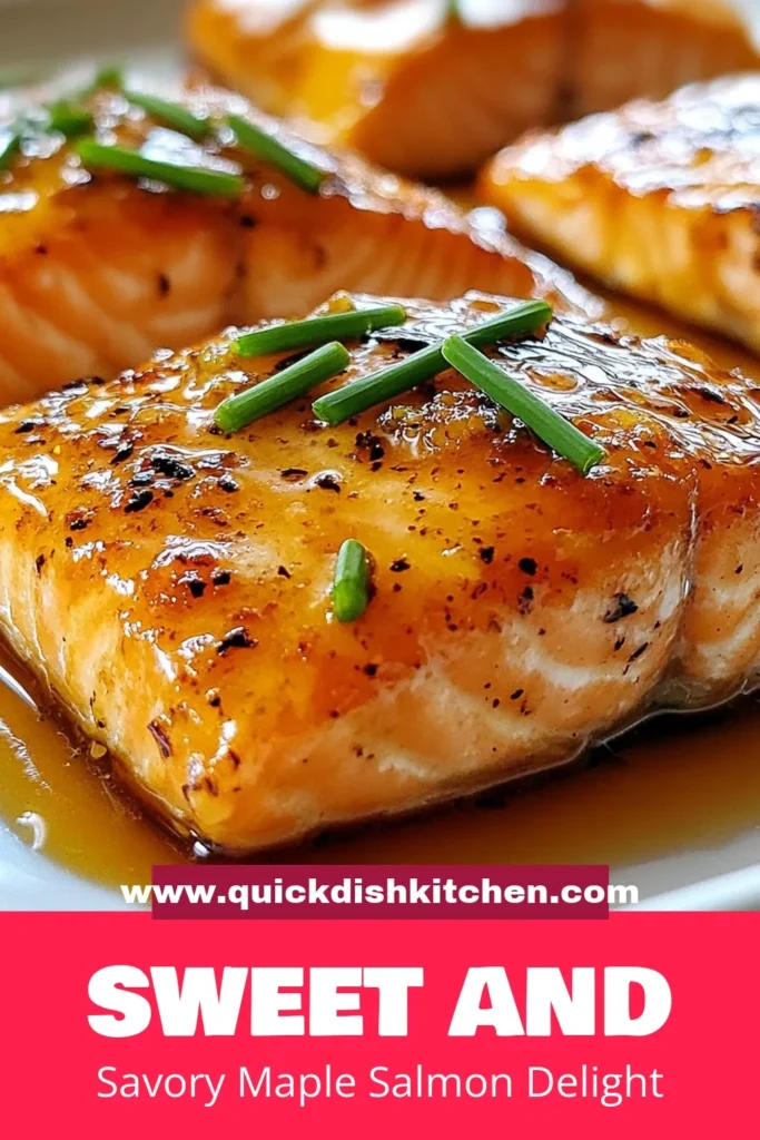 Discover the delightful flavors of maple glazed salmon with this easy salmon recipe perfect for a healthy dinner. This baked salmon with maple syrup pairs succulent salmon fillets with a savory glaze made from maple syrup, Dijon mustard, and garlic. In just 25 minutes, you can whip up a delicious and nutritious meal that will impress your family. Try this salmon fillet glaze recipe and enjoy a heart-healthy dish tonight! Save this recipe for later! #MapleGlazedSalmon #HealthyDinner #EasySalmonRecipe #BakedSalmon