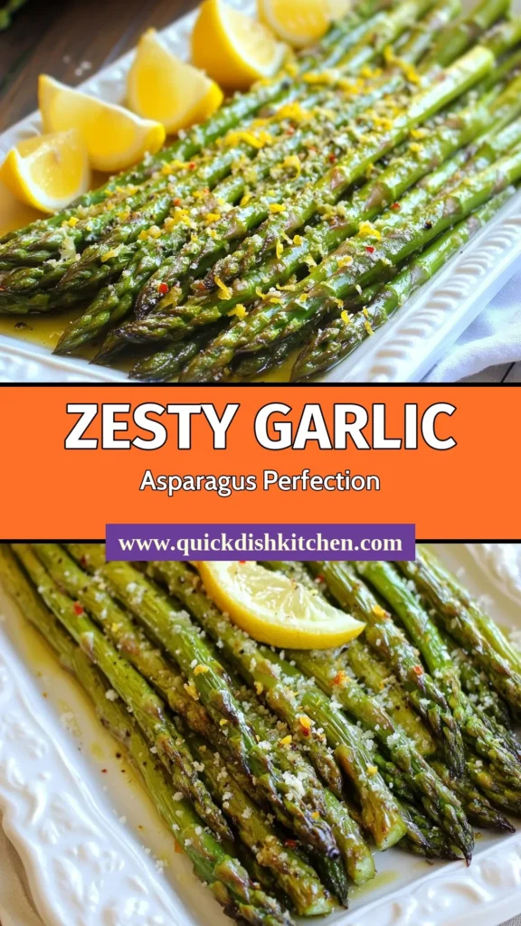 Discover the perfect Lemon Garlic Roasted Asparagus recipe that will elevate your meals! This Zesty Lemon Garlic Asparagus is a simple and healthy veggie side dish that everyone will love. Easy to make and bursting with flavor, this roasted asparagus recipe features fresh asparagus drizzled in olive oil, garlic, and lemon, topped with Parmesan for a delicious finish. Save this recipe for a quick and healthy addition to your dinner menu! #RoastedAsparagus #LemonGarlicVeggie #HealthyRoastedAsparagus #EasyAsparagusWithParmesan