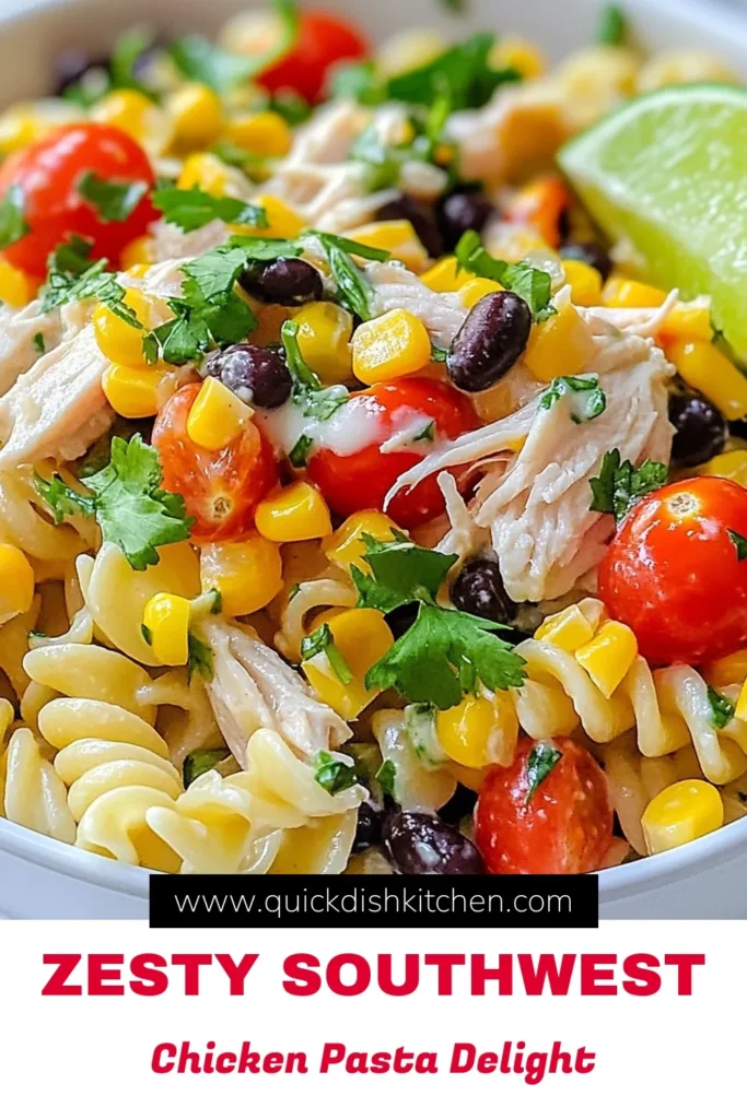 Looking for a vibrant and flavorful dish? Try this Southwest Chicken Pasta Salad! Packed with fresh ingredients like tender chicken, black beans, and a zesty Greek yogurt dressing, this healthy pasta salad recipe is perfect for any occasion. It’s an easy chicken salad that everyone will love, especially with its Mexican-inspired twist. Serve this cold pasta salad with beans for a refreshing meal. Save this recipe for your next gathering! #PastaSalad #HealthyRecipes #ChickenSalad #MealPrep